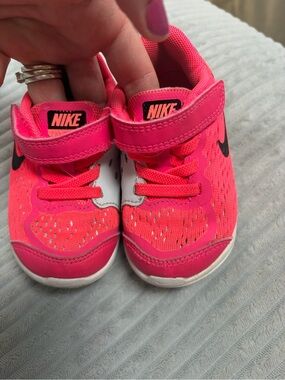Nike Hot Pink and White Kids' Velcro Athletic Sneakers